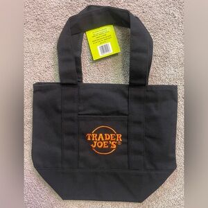 Trader Joe's Black Mini Tote Bag with Orange Logo